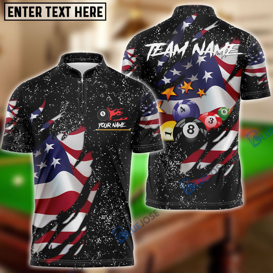 BlueJose Billiards Flag Black Personalized Name, Team Name 3D Shirt