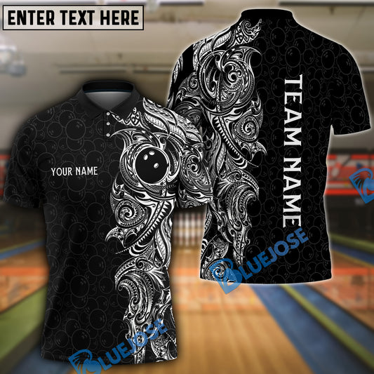 BlueJose Maori Bowling Premium Multicolor Customized Name 3D Shirt (6 Colors)