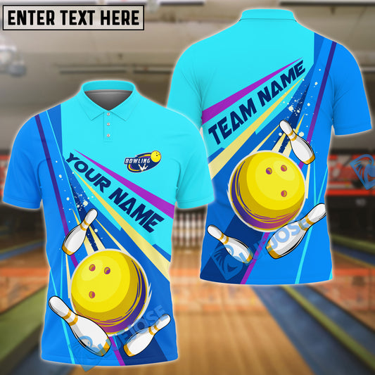 BlueJose Bowling And Pins Colorful Strike Personalized Name Team Name 3d Shirt (4 Colors)
