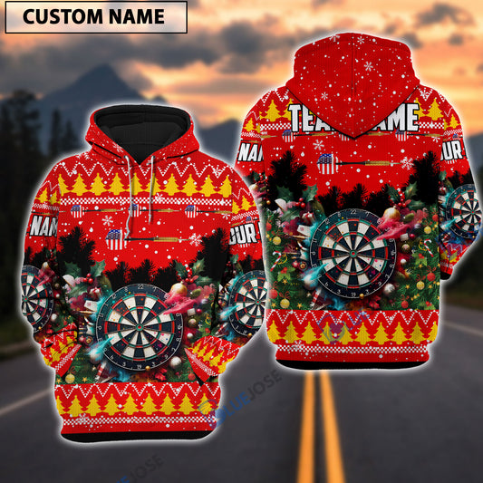 BlueJose Dart Christmas Tree Personnalized Hoodie
