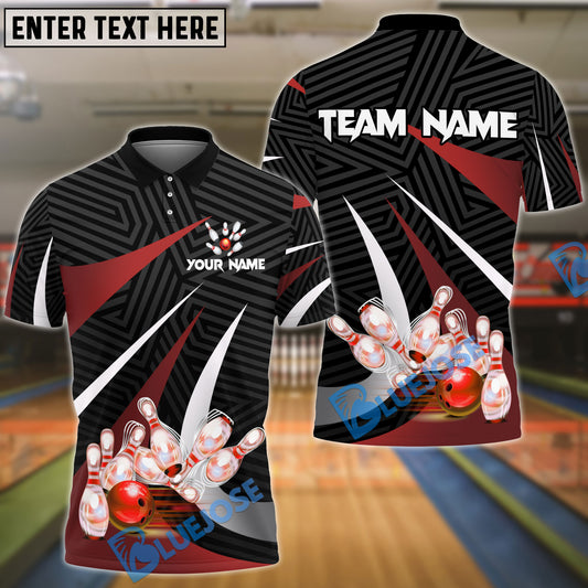 BlueJose Bowling And Pins Spike Customized Name, Team Name 3D Shirt (4 Colors)