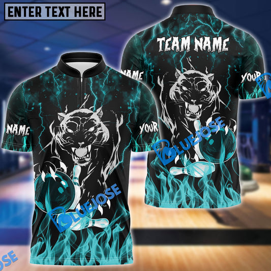 BlueJose Bowling And Pins Flaming Black Panther Customized Name 3D Shirt (6 Colors)