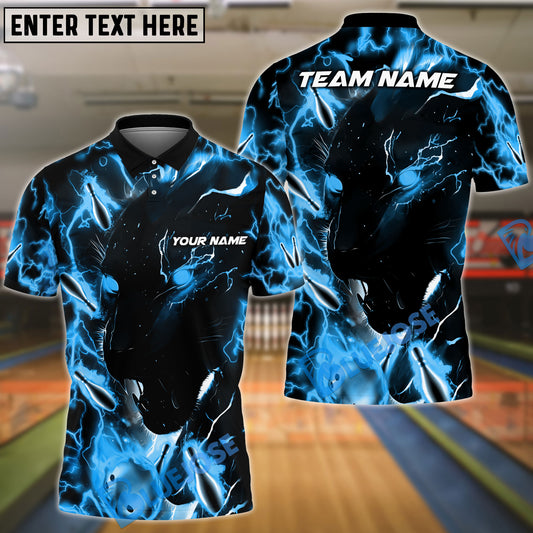 BlueJose Bowling And Pins Black Lightning Panther Multicolor Customized Name 3D Shirt (4 Colors)