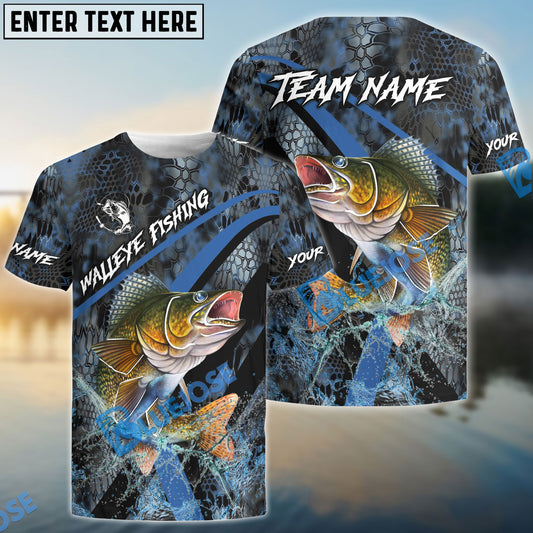 Bluejose Walleye Fishing Dark Skin Sport Custom Name & Team Name 3D Shirts