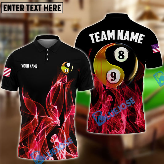 BlueJose Billiards Ball 8&9 Heavenly Flame Personalized Name, Team Name Unisex Shirt
