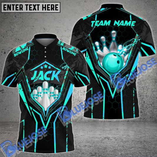BlueJose Bowling And Pins Abstract Grunge Texture Multicolor Personalized Name, Team Name 3D Shirt