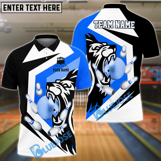 BlueJose Bowling And Pins Tiger Bowl Customized Name 3D Shirt (4 Colors)