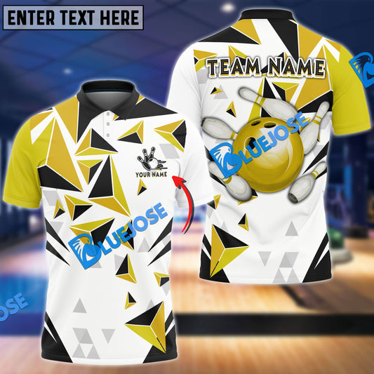 BlueJose Bowling And Pins Diamond Leaves Pattern Customized Name 3D Shirt (5 Colors)