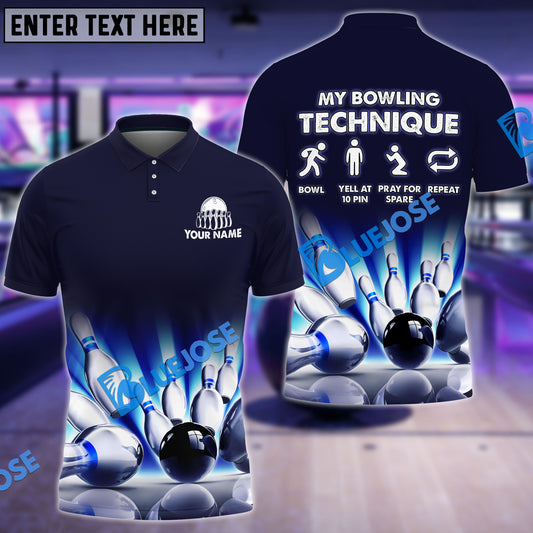 BlueJose Bowling My Bowling Technique Customized Name All Over Printed Shirt For Women