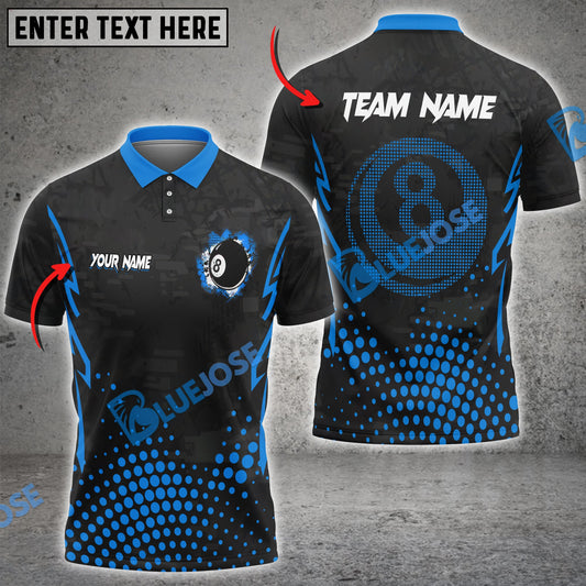 BlueJose Billiards Ball 8 Point Blank Personalized Name, Team Name Unisex Shirt (4 Colors)