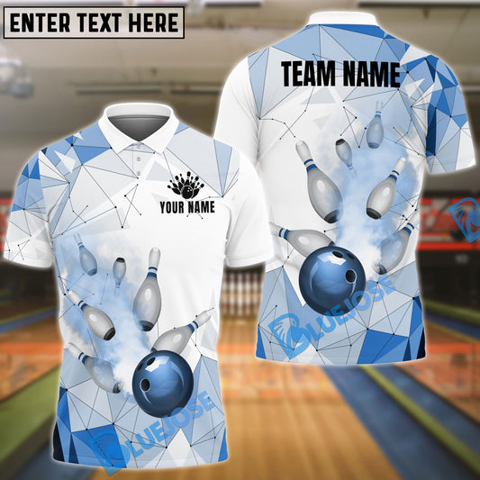 BlueJose Bowling And Pins Diamond Link Customized Name 3D Shirt