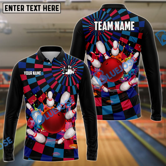 BlueJose Bowling Neon Lights Customized Name, Team Name 3D Shirt