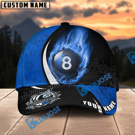 BlueJose Billiards Ball 8 Art Color Fire Personalized Name Cap