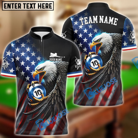 BlueJose Billiards Ball 10 Eagle Flag Of US Pattern Personalized Name, Team Name Unisex Shirt
