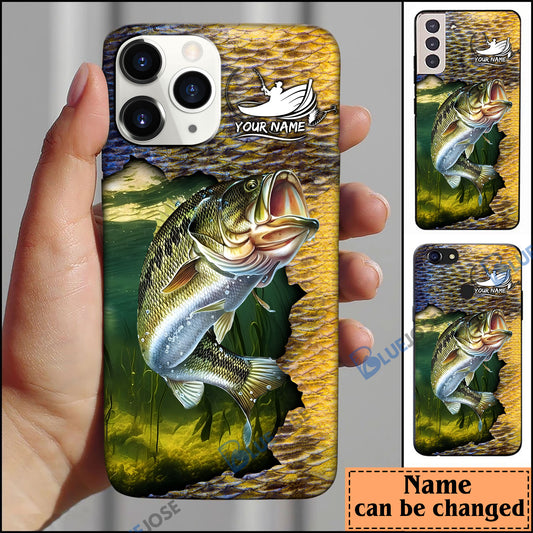 BlueJose Fishing Bass Skin Personalized Name Phone Case
