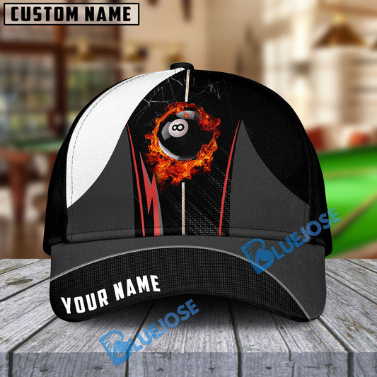 BlueJose Billiards Ball 8 Fire Cue 2 Personalized Name Cap