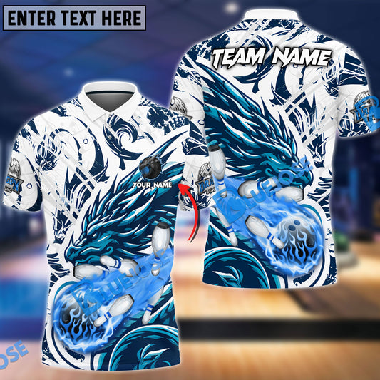 BlueJose Bowling And Pins Blasting Dragon Customized Name 3D Shirt (6 Colors)