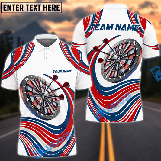 BlueJose Blue-Red Wave Darts Personalized Name, Team Name Shirt