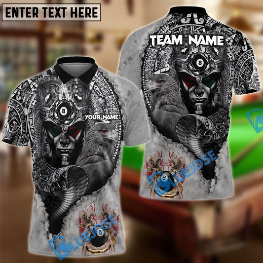 BlueJose Billiards Ball 8 Aztec Mexico Personalized Name 3D Shirt