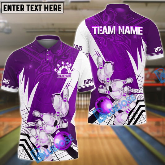 BlueJose Bowling And Pins Shine Lightning Strike Customized Name, Team Name 3D Shirt (4 Colors)