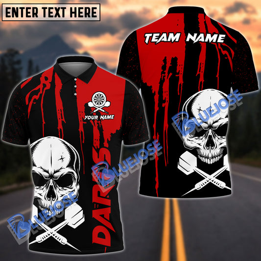 BlueJose Darts Skull Dripping Blood Personalized Name Shirt (4 Colors)