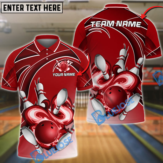 BlueJose Bowling And Pins Super Strong Throw Customized Name Shirt For Kids(4 Colors)