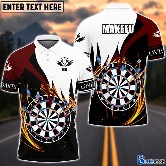 BlueJose Darts Maroon & White Personalized Name Shirt