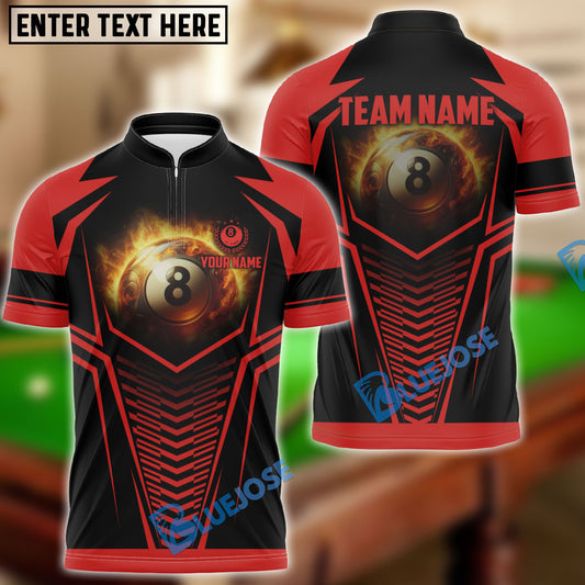 BlueJose Flame Billiards Ball 8 Personalized Name Shirt for Team