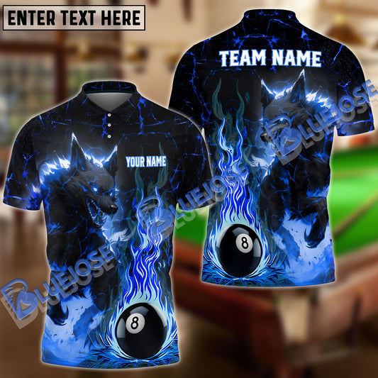 BlueJose Billiards Ball 8 Magma Wolf Personalized Name, Team Name Unisex Shirt (4 Colors)