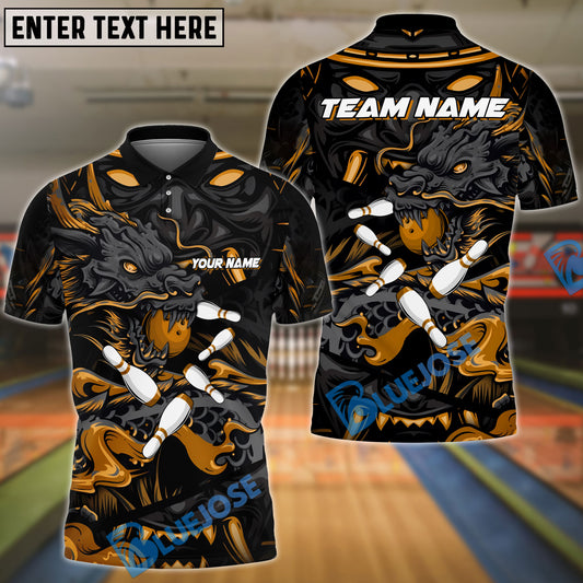 BlueJose Bowling And Pins Dragon & Samurai Customized Name 3D Shirt ( 4 Colors )