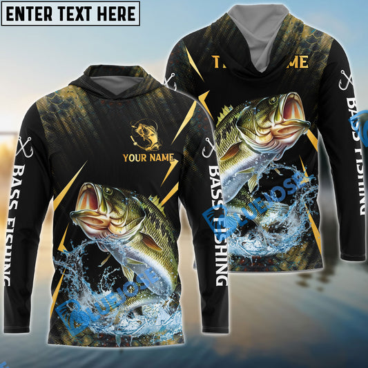 Bluejose Bass Fishing Golden With Skinfish Pattern Custom Name & Team Name 3D Shirts