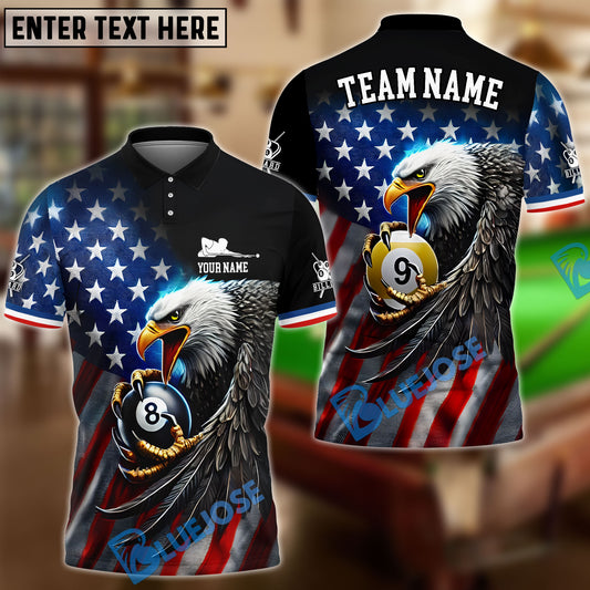 BlueJose Billiards Ball 8&9 Eagle Flag Of US Pattern Personalized Name, Team Name Unisex Shirt