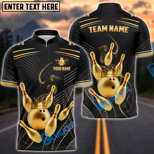 BlueJose Bowling And Pins King Crown Customized Name 3D Shirt ( 6 Colors)