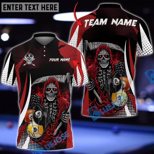 BlueJose Billiards 8 Ball & 9 Ball Death Bringer Reaper Personalized Name, Team Name Unisex Shirt (6 Colors)