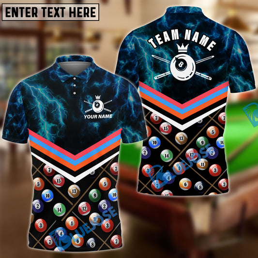 BlueJose Billiards Thunder Pattern Personalized Name, Team Name 3D Shirts