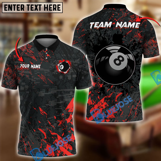 BlueJose Billiards 8 Ball Black Stains Grunge Personalized Name Shirt (5 Colors)