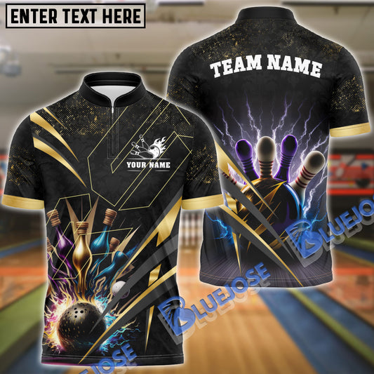 BlueJose Bowling And Pins Premium Multicolor Customized Name 3D Shirt (4 Colors)