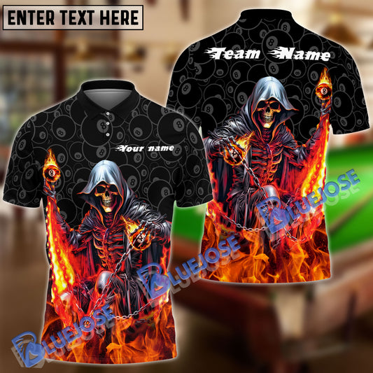 BlueJose Billiards 8 Ball Chain Reaper Personalized Name, Team Name Unisex Shirt (4 Colors)