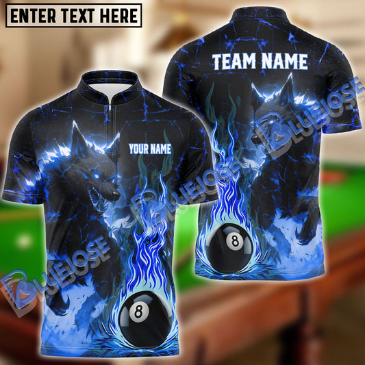 BlueJose Billiards Ball 8 Magma Wolf Personalized Name, Team Name Unisex Shirt (4 Colors)
