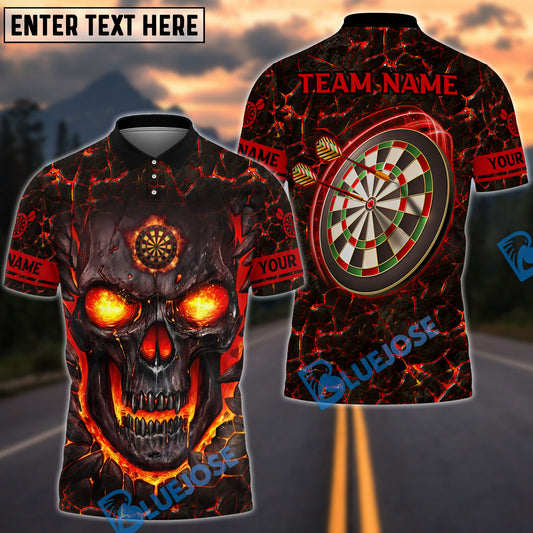 BlueJose Darts Skull Fire Flame Personalized Name, Team Name Shirt (4 Colors)