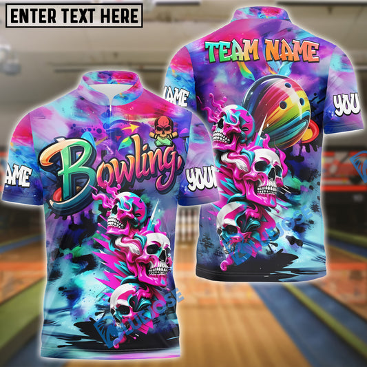 BlueJose Bowling Skull Neon Graffiti Personalized Shirt
