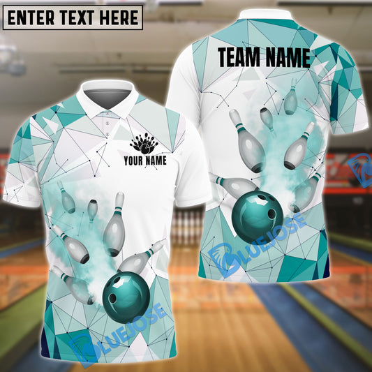 BlueJose Bowling And Pins Diamond Link Customized Name 3D Shirt