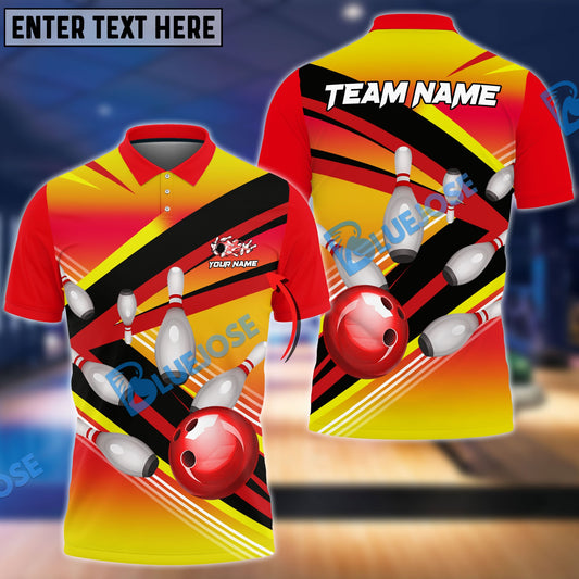BlueJose Bowling Strike Pins Customized Name, Team Name 3D Shirt (4 Colors)