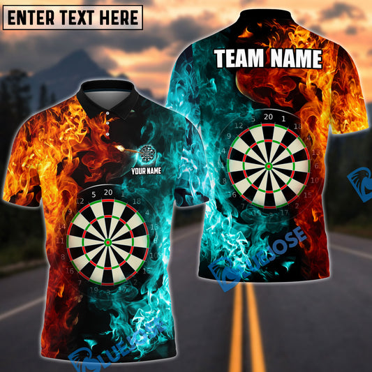 BlueJose Darts Two Sides Flame Personalized Name, Team Name Shirt (4 Colors)