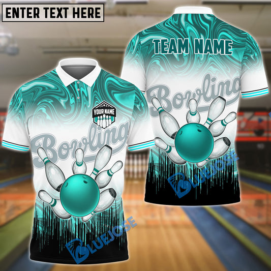 BlueJose Bowling And Pins Hologram Waves Customized Name 3D Shirt (4 Colors)