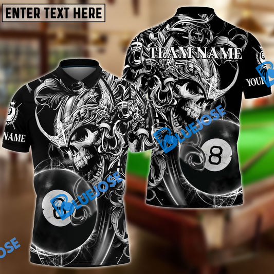 BlueJose Billiards Ball 8 Viking Skull Warrior Personalized Name, Team Name Unisex Shirt (2 Colors)