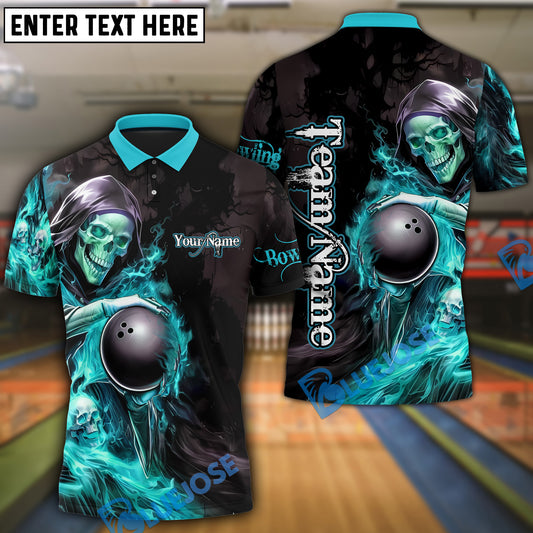 BlueJose Grim Reaper Bowling Premium Multicolor Customized Name 3D Shirt (6 Colors)