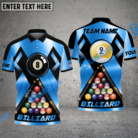 BlueJose Billiards 8 Ball & 9 Ball Metal In My Veins Personalized Name, Team Name Shirt (4 Colors)