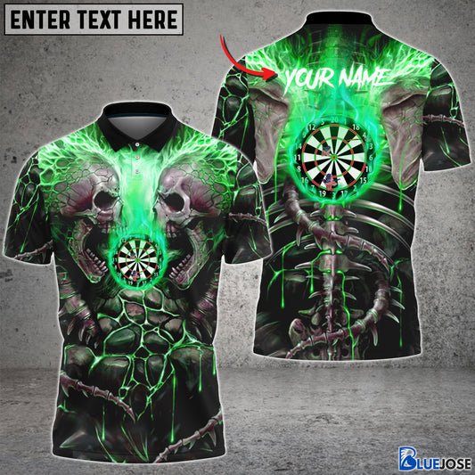 BlueJose Dart Skull Green Personalized Name Shirt