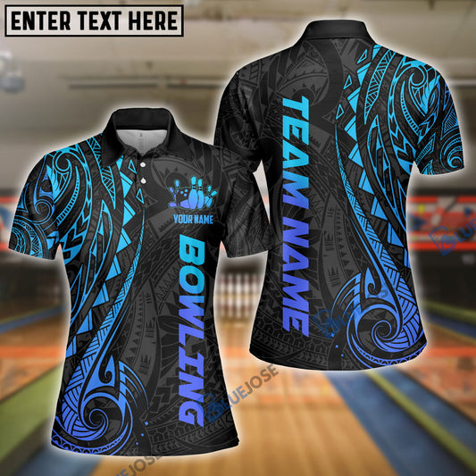 BlueJose Bowling And Pins Maori Customized Name 3D Shirt for Women